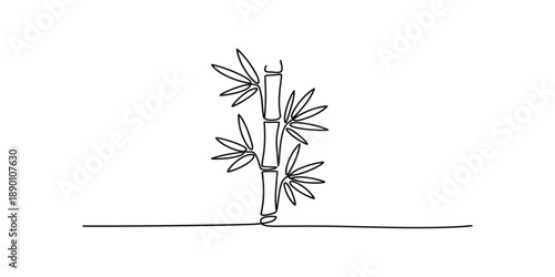 One continuous line art drawing of a bamboo plant, minimalist and elegant representation