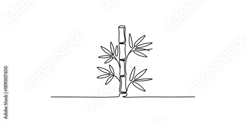 A single continuous line drawing capturing the essence of a tranquil bamboo plant