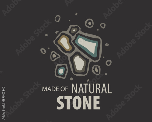 Original vector hand-drawn logo for a company engaged in the manufacture and processing of products and stone