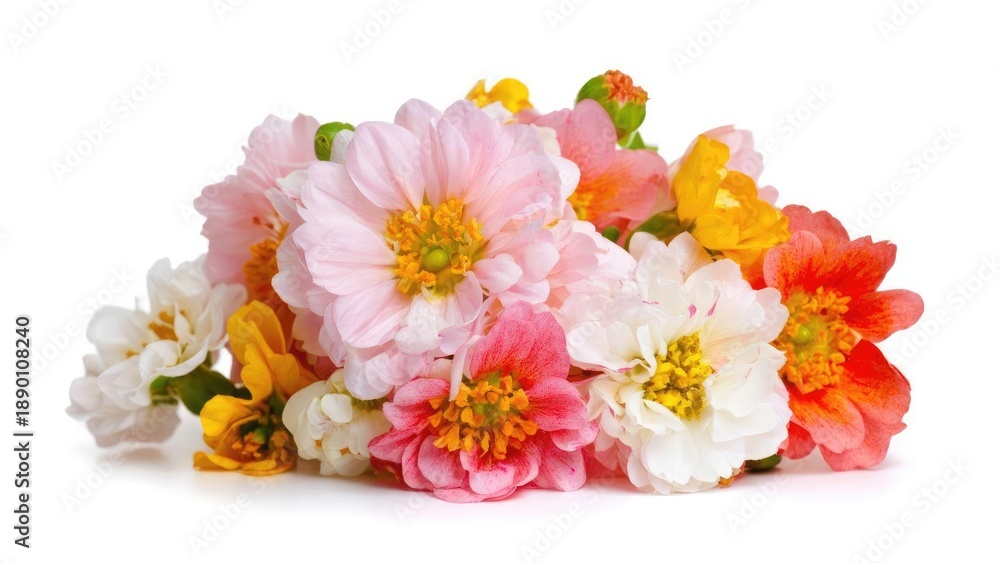 Obraz premium A colorful bouquet of flowers Concept Floral Bouquets, Vibrant Colors, Studio Flower Arrangements, Close-Up Flower Details, Spring Flowers