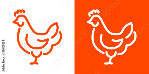 Vector chicken icon in modern outline style. Elegant and readable poultry illustration designed for logos, menus, signage and farming related visuals.