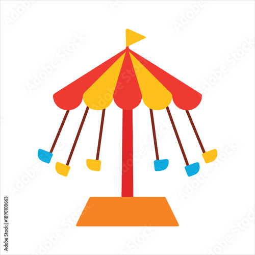 Chair swing ride Illustration, Fair Clipart, Circus Clip art, Carnival Celebration Art, Carnival Digital File
