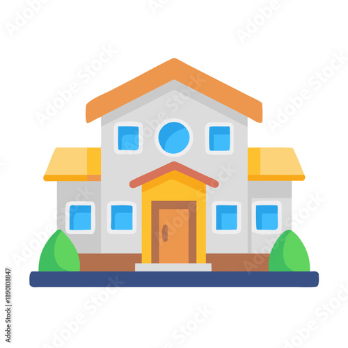 Flat vector illustration of a classic house design with a simple geometric approach