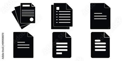 Document & File Icon Vector Set – Paper Symbol in Line, Outline, Filled and Two-Tone Styles, Isolated on White Background