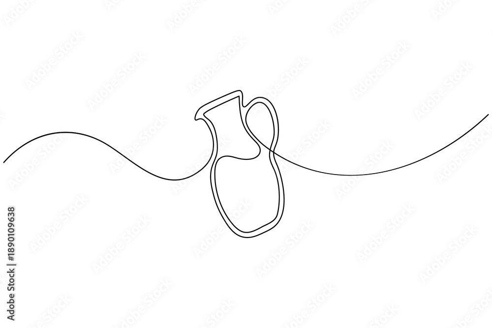 Obraz premium Glass jug icon in a single line art style on white background 