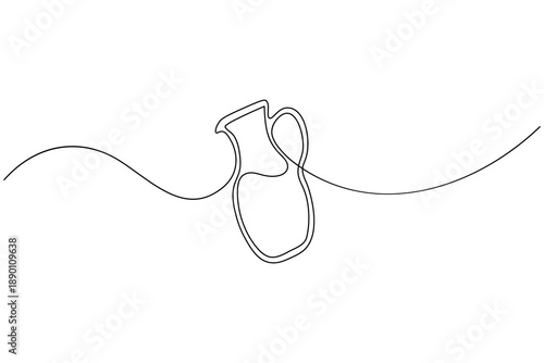 Glass jug icon in a single line art style on white background
