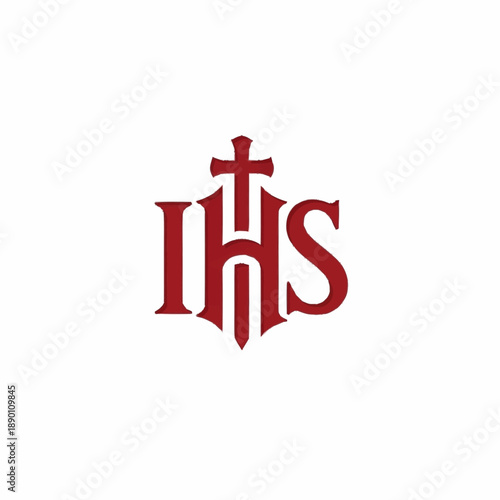 IHS Christogram with Cross Symbolizing Jesus Christ.