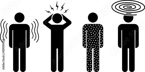 Common Medical Symptoms and Sickness Pictogram Set