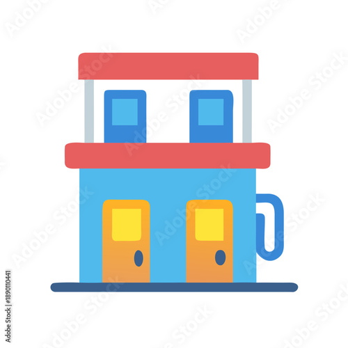 Flat design icon of a vintage gas station pump on black background