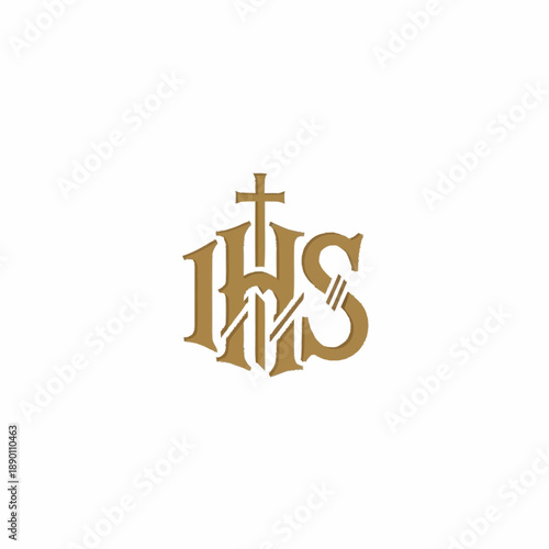 IHS Christogram with Cross Symbolizing Jesus Christs Name.