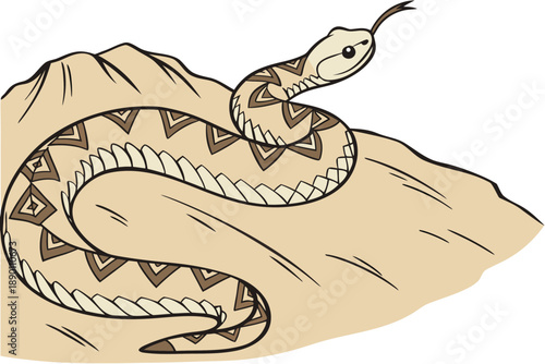 Desert horned viper slithering across sandy terrain with patterned scales