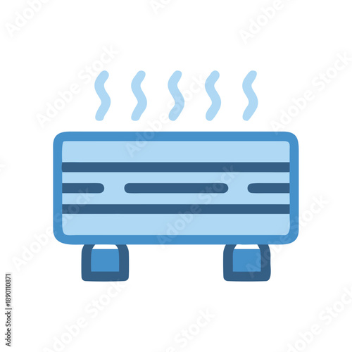 Blue hot tub vector icon emitting steam on a black background