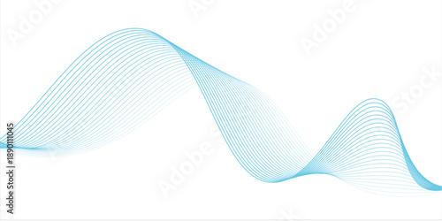 Abstract blue smooth wave on a white background. Dynamic sound wave