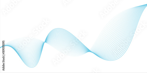 Abstract blue smooth wave on a white background. Dynamic sound wave