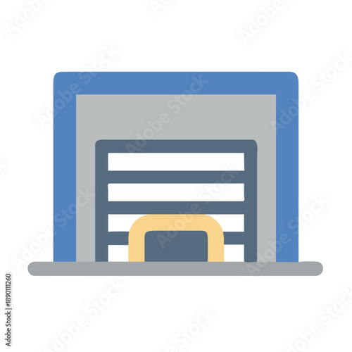Illustration of a luggage cart with a handle inside an airport terminal gate
