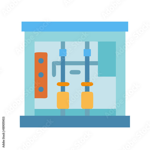 Flat vector graphic of an industrial control panel on a black background