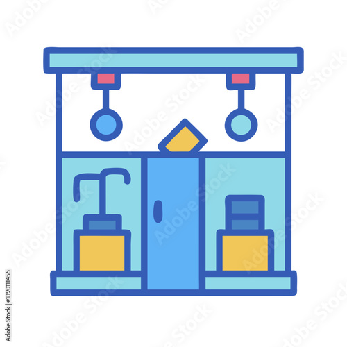 Public Transportation Interior with Handholds and Luggage Space in Flat Vector Style
