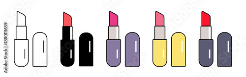 lipstick icon simple vector outline logo.