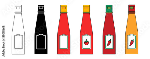 ketchup bottle icon simple vector outline logo.