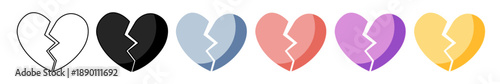 heart break icon simple vector outline logo.