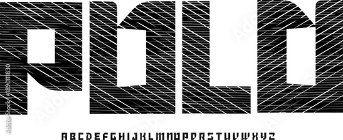 Bold Striped Geometric Display Font Alphabet – Modern Linear Typeface with Strong Industrial Meaning for Branding Logos, Editorial Layouts, Poster Design & Contemporary Typography