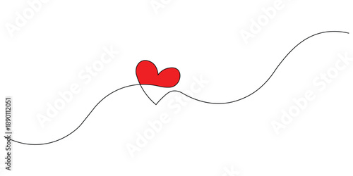 Hearts in continuous Line. Continuous one line Drawing of hearts, valentine's day