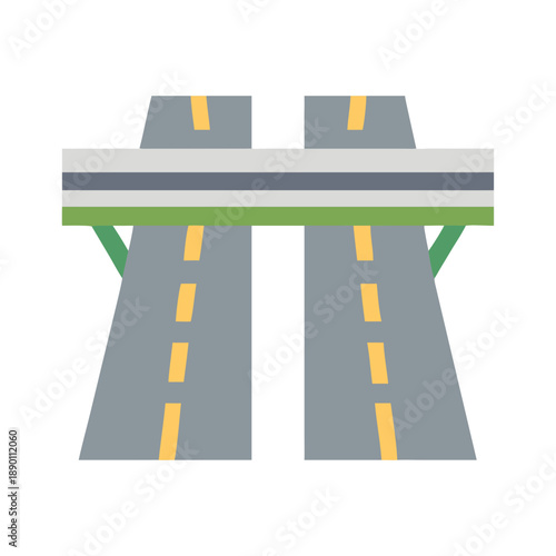 Highway Overpass Flat Design Illustration on Black Background for Transportation Concept