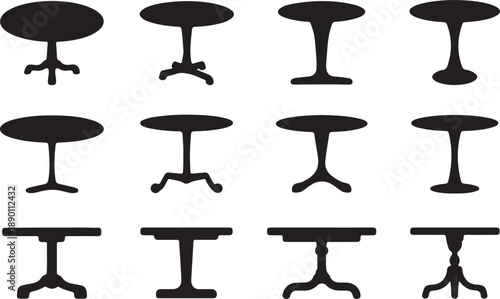 Collection of various table silhouettes with different leg designs