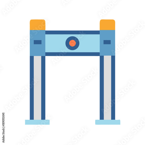 Metal detector security check point at airport flat vector icon illustration