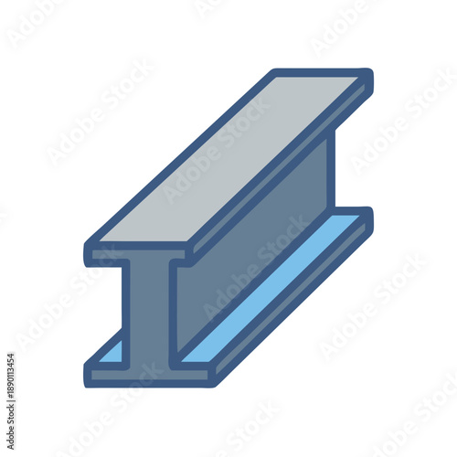 Isolated H-beam steel construction girder on black background, structural engineering visual element