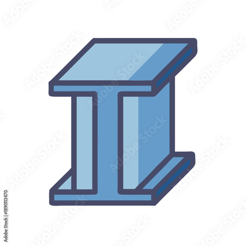 Vector illustration of an I-beam steel support on black background, construction icon