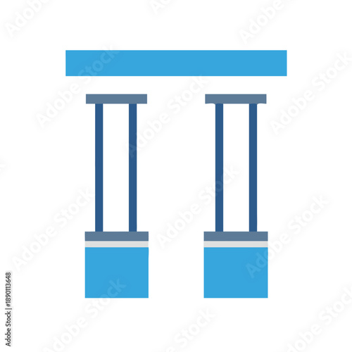 Abstract illustration of blue geometric shapes suggesting architectural structure on black background