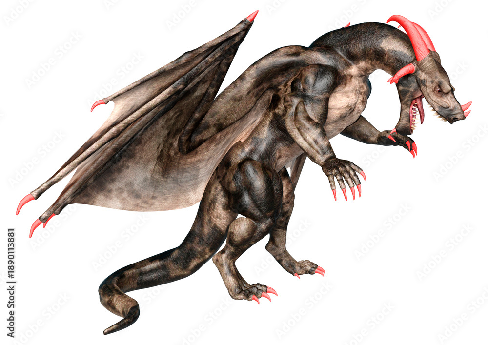 Fototapeta premium 3D Rendering Fairy Tale Dragon on White