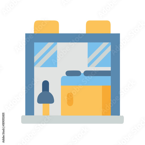 Vector Illustration of Modern Stylish Bathroom Interior with Mirror, Sink and Toiletries