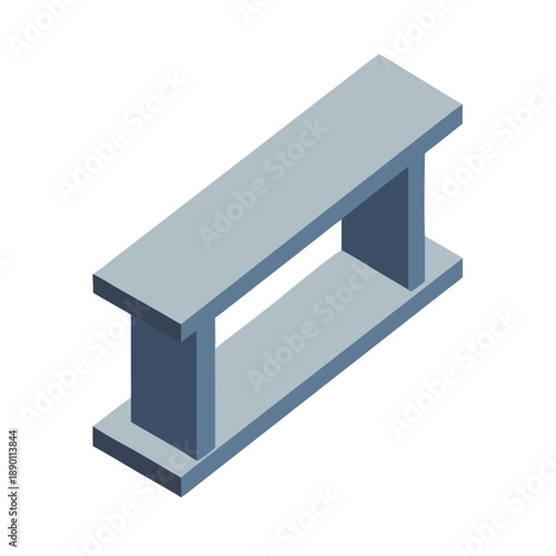 Isometric steel beam illustration on a black background for structural engineering purposes