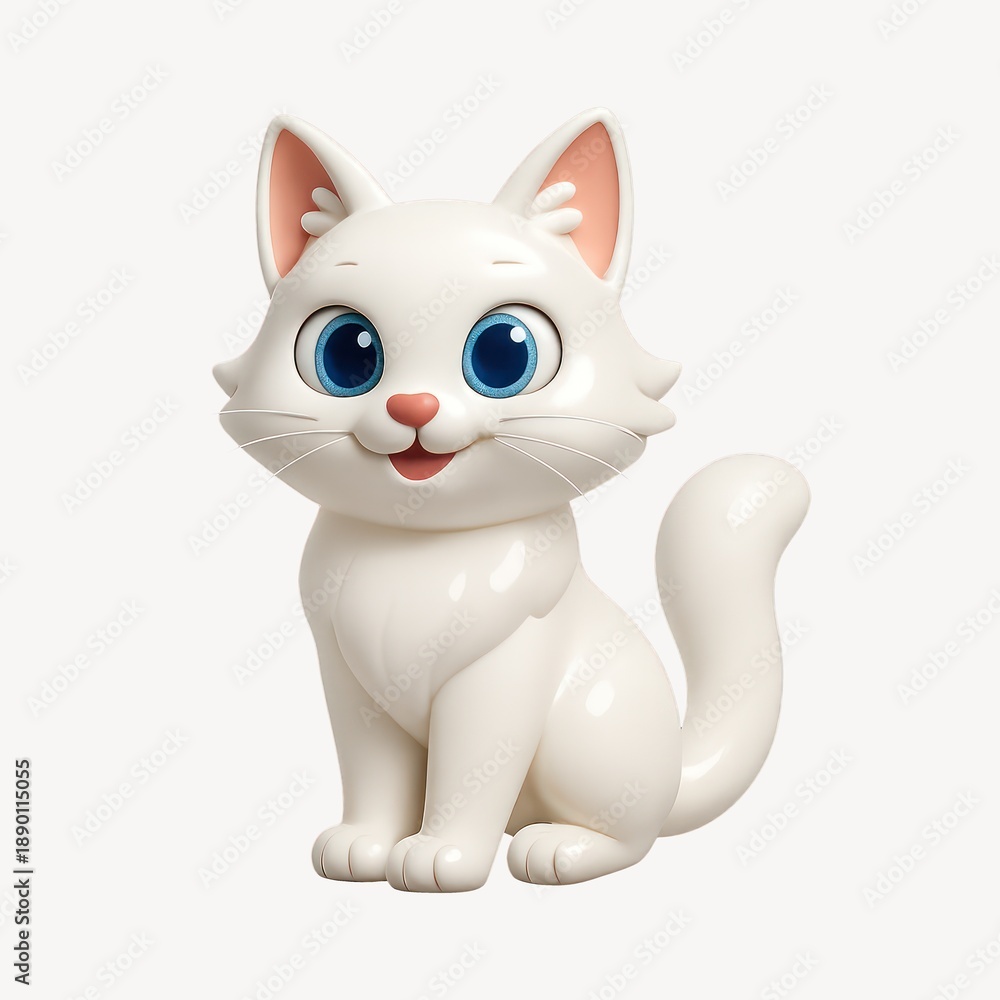 Obraz premium Cute cartoon cat with smile.
