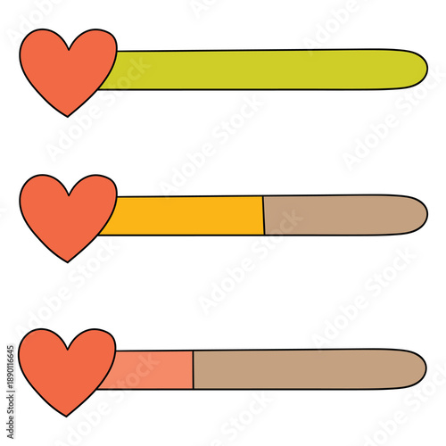 Hand-drawn cartoon set of health bars for video games on a white background.