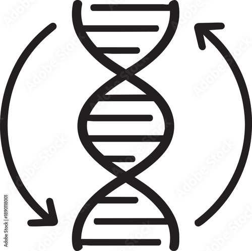 Biological cycle and genetic recycling process line icon for science vector illustration