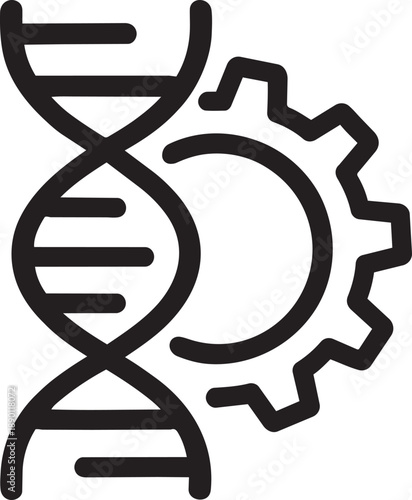 Industrial biotechnology and genetic engineering gear line icon for science vector illustration