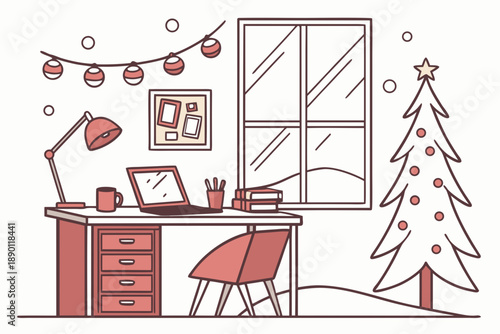 Winter Productivity Home Office Illustration Clea (1)