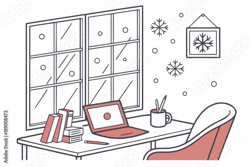 Winter Productivity Home Office Illustration Clea (3)