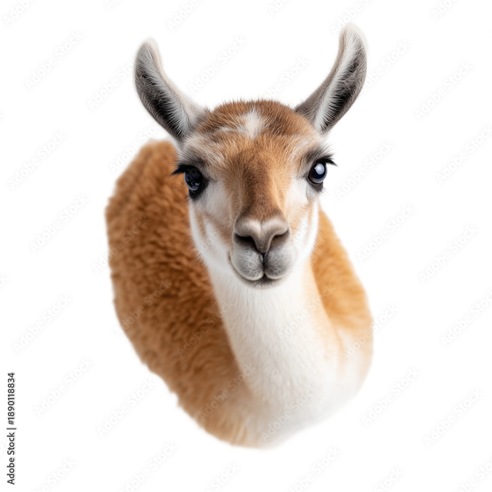 Obraz premium Friendly Llama Portrait on White Background