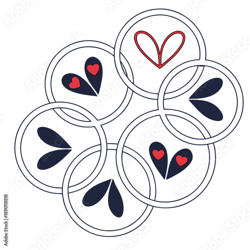Heart Themed Geometric Shapes Illustration Flat V (3)