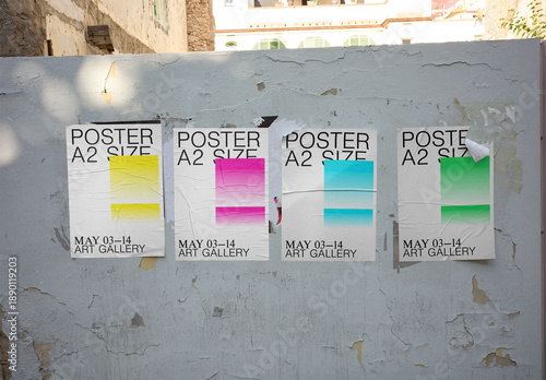 Mockup Of Customizable A2 Posters On Wall
