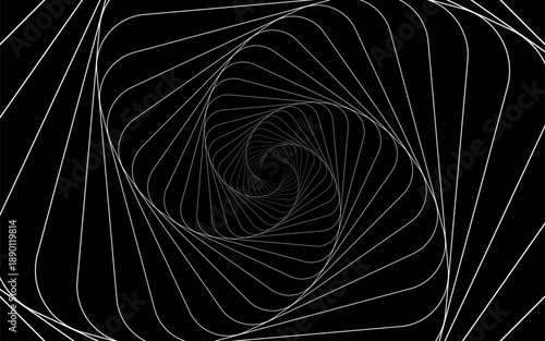 Dark abstract spiral background with geometric line pattern.