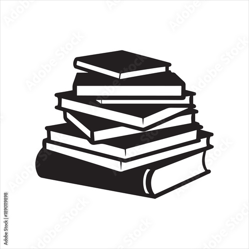 Illustration of a stack of two books in solid black silhouette