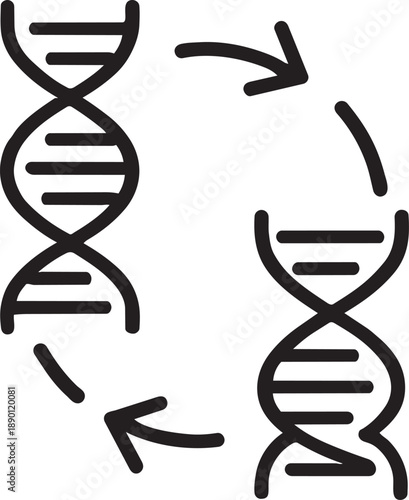 Genetic exchange and evolution cycle line icon for biological science vector illustration