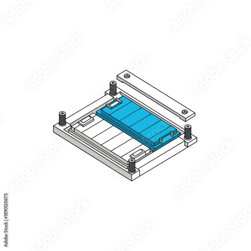 Technical Drawing of Mechanical Device Component.