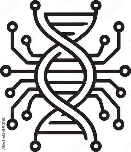 Viral genetics and microbiology structure line icon for medical research vector illustration