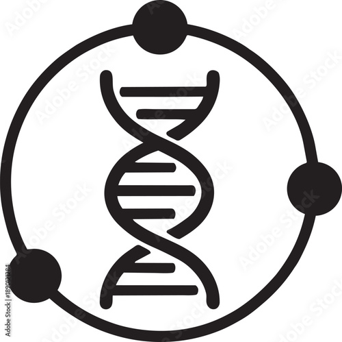 Global genetic research and worldwide science network line icon vector illustration